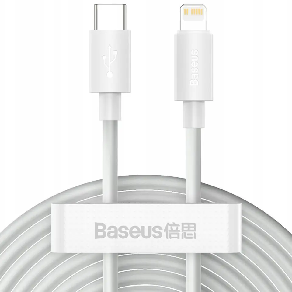 Kabel Baseus USB-C do Lightning iPhone PD 18W przewód 1m szybkie ładowanie szybki biały