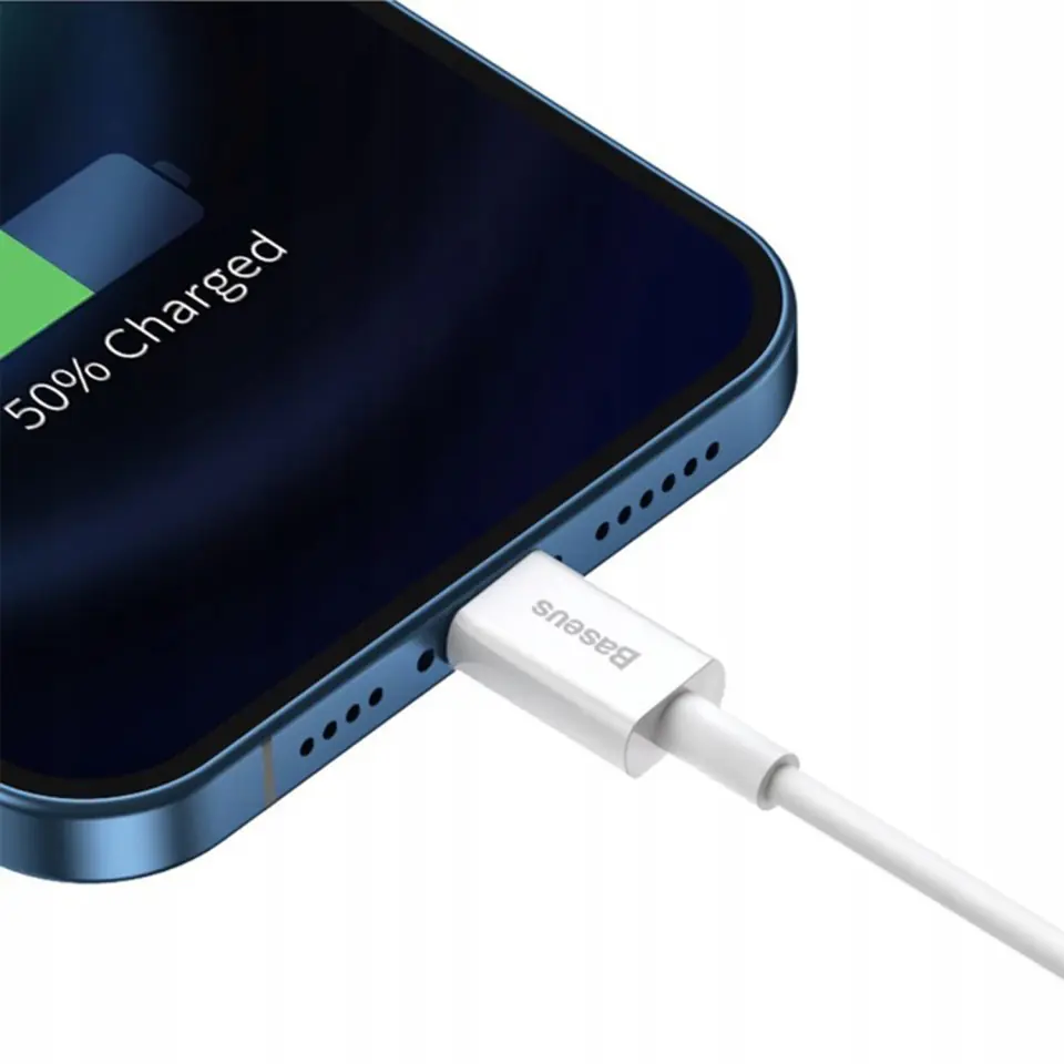 Kabel Baseus USB-C do Lightning iPhone PD 18W przewód 1m szybkie ładowanie szybki biały