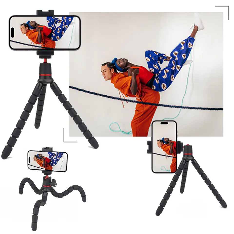 Elastyczny statyw do zdjęć mini tripod giętki na aparat kamerę 1/4" trójnóg Octopus czarny