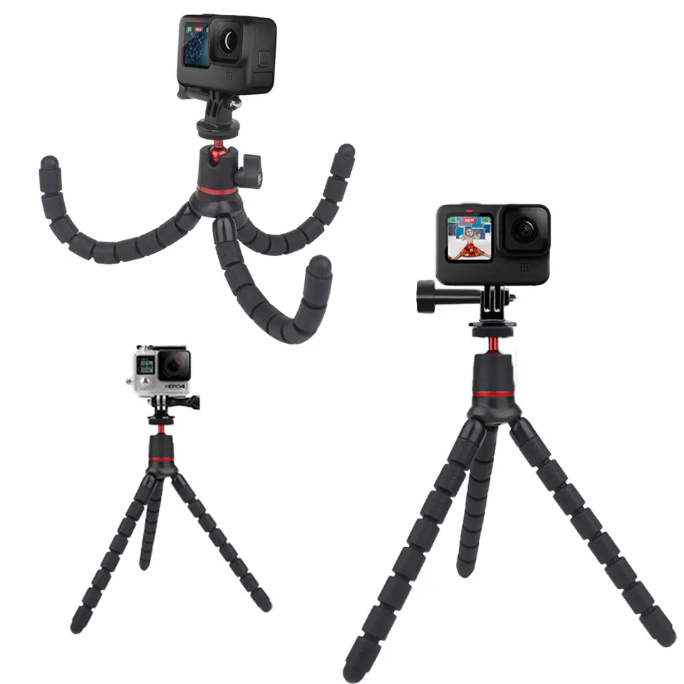 Elastyczny statyw do zdjęć mini tripod giętki na aparat kamerę 1/4" trójnóg Octopus czarny