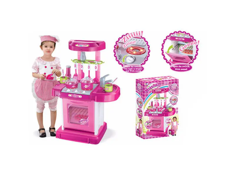 Pink Kitchen With Oven, Light, Sounds, Accessories