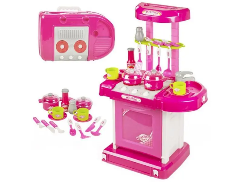 Pink Kitchen With Oven, Light, Sounds, Accessories