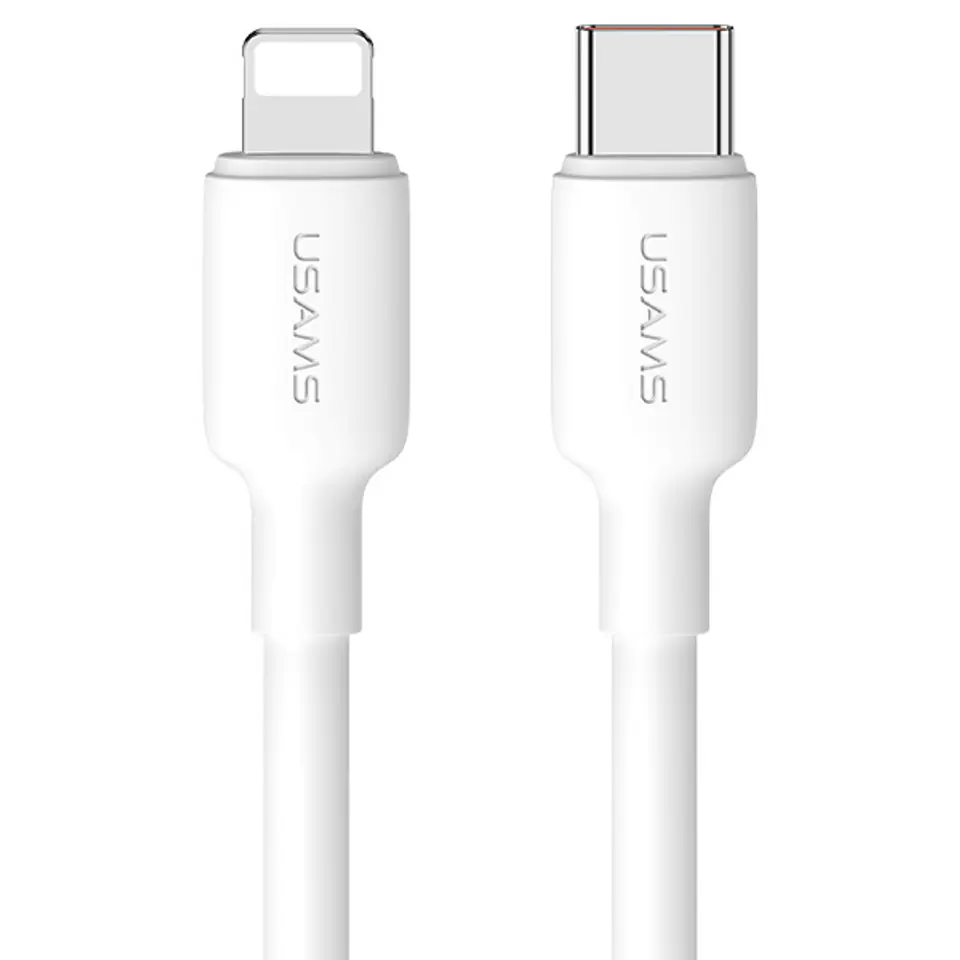USAMS Ład. siec. 1xUSB-C PD20WPD3.0 Fast Charging US-CC183 + kabel USB-C/Lightning US-SJ610 biały/white YX Series YXXLOGTC03