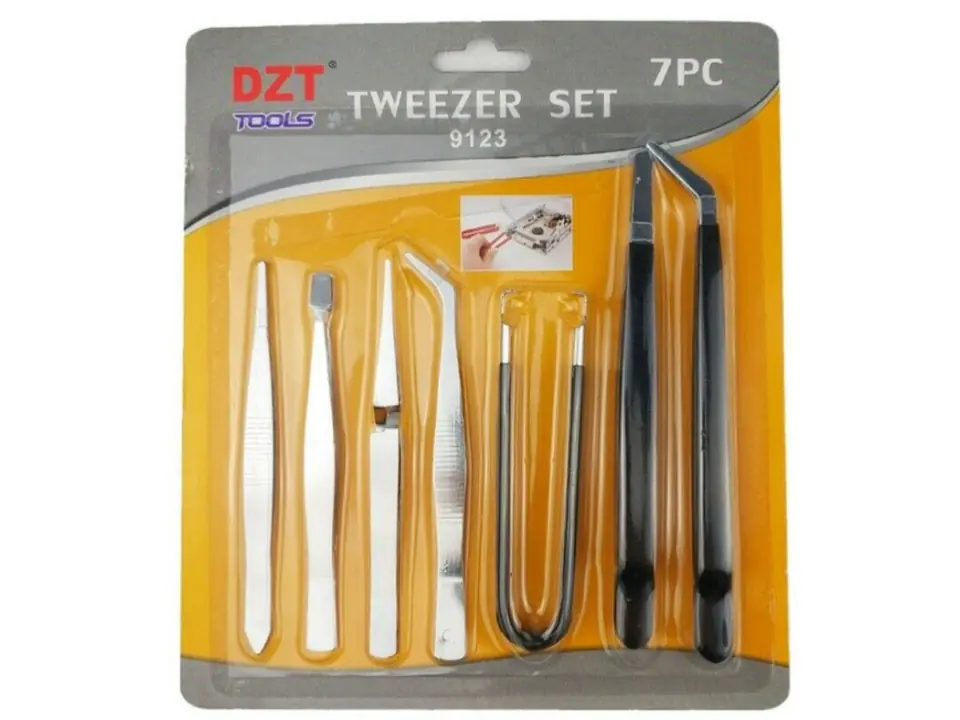 Set of 7 precision tweezers, Tweezers, Tweezers
