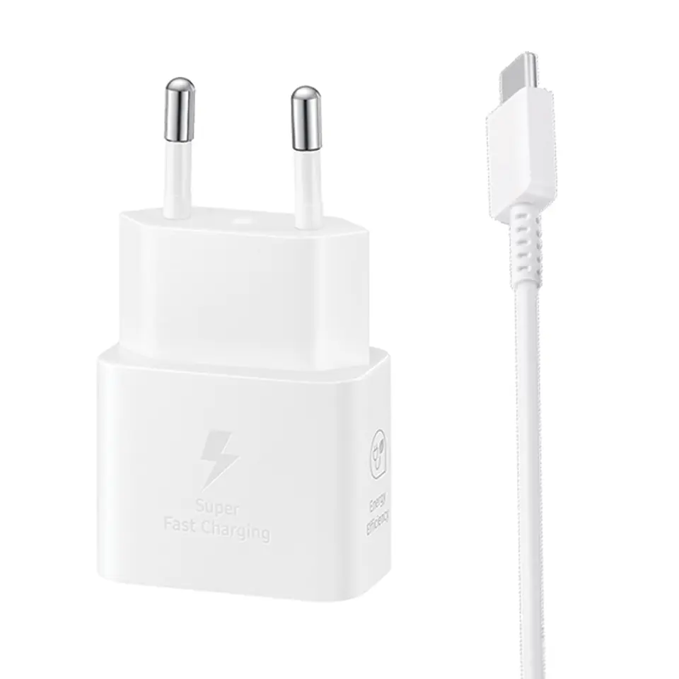 Ład. siec. Samsung EP-T2510XW 25W Fast Charge + kabel USB-C/USB-C biały/white