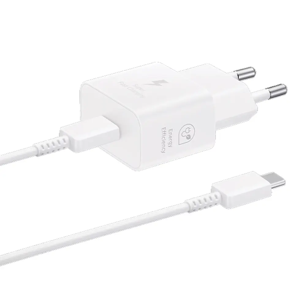 Ład. siec. Samsung EP-T2510XW 25W Fast Charge + kabel USB-C/USB-C biały/white