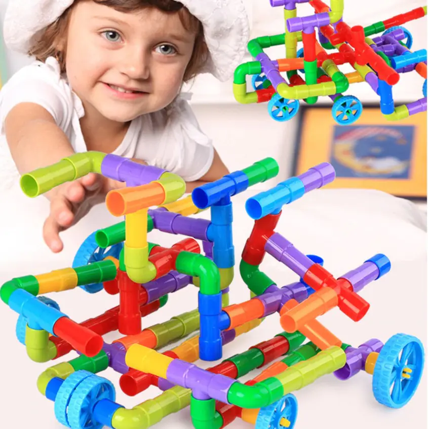 Blocks Construction Straws, Colorful Pipeline Pipe Tubes approx. 340 Elements