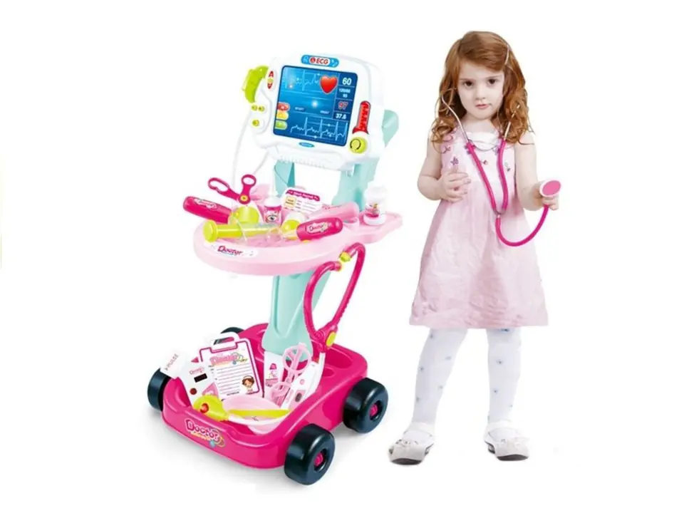 Doctor's Stroller For Girl With Accessories, Doctor's Set Pink