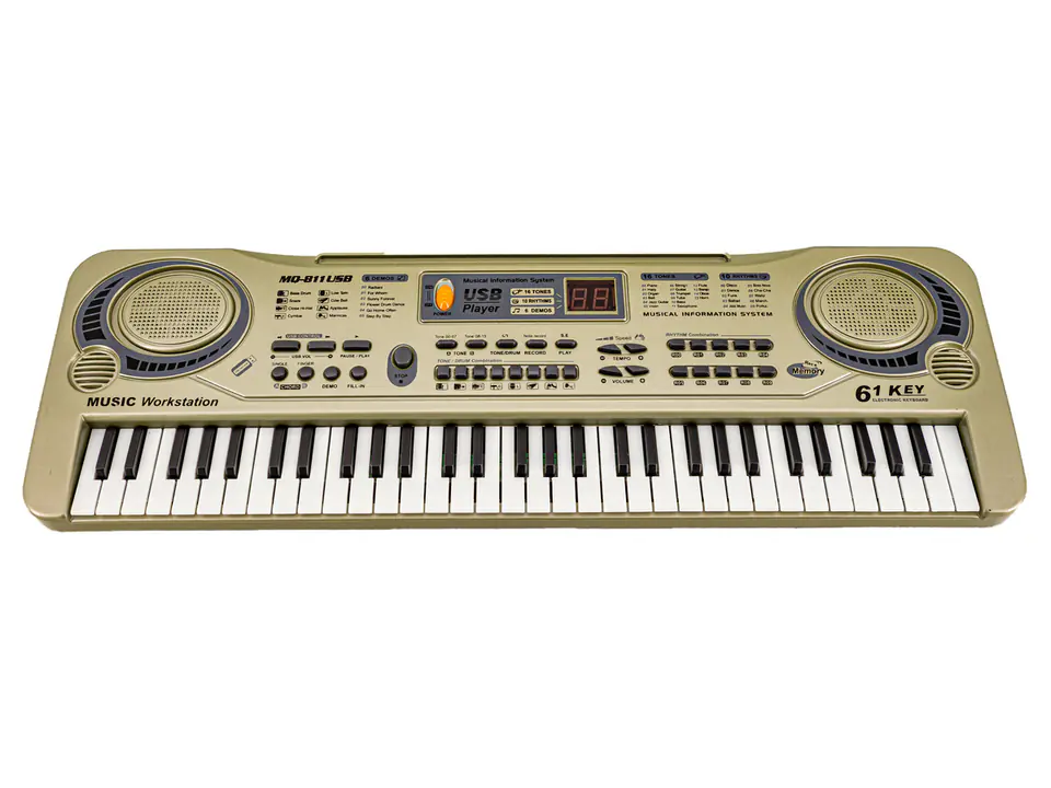 Keyboard MQ-811 Organs, 61 Keys, Power Adapter, Microphone, USB