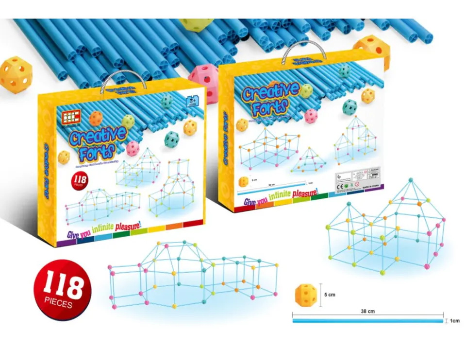 Tent Base Fort Construction Straws, Blocks, Sticks approx. 118 Elements