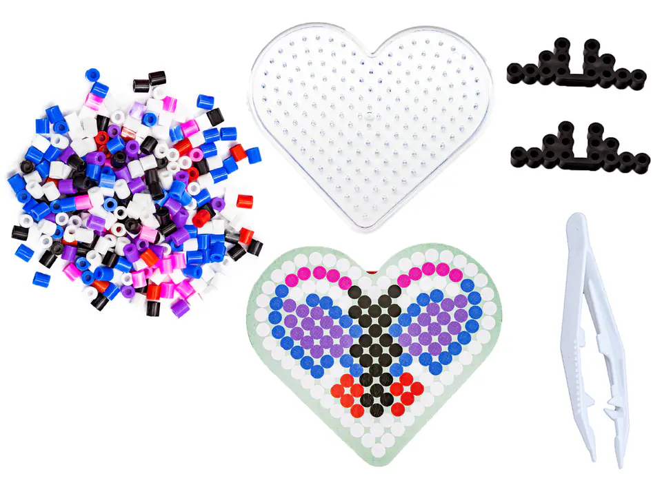 Ironing beads, Ironing machine, Template, SACHET BUTTERFLY HEART