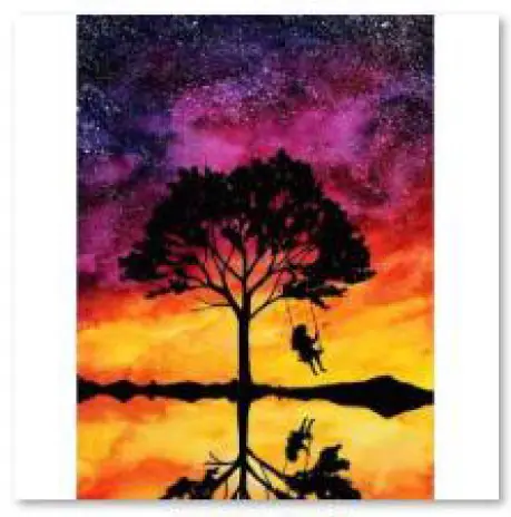 Haft Diamentowy, Obraz, Mozaika Diamentowa Diamond Painting, HUŚTAWKA NA DRZEWIE 30x40cm