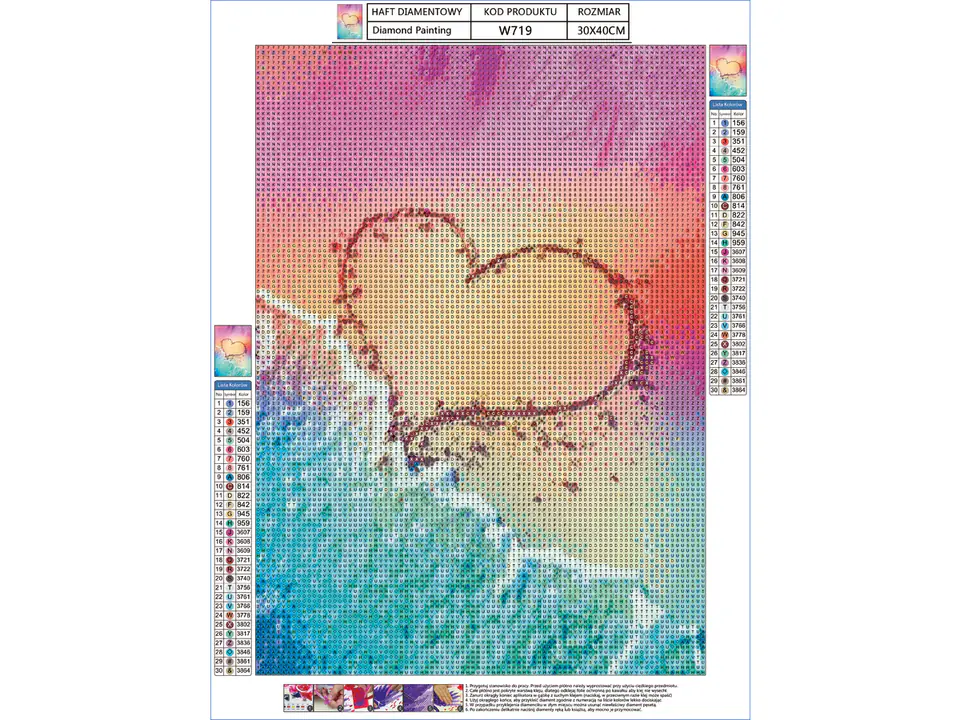 Diamond Embroidery, Painting, Diamond Mosaic Diamond Painting, BEACH - HEART 30x40cm