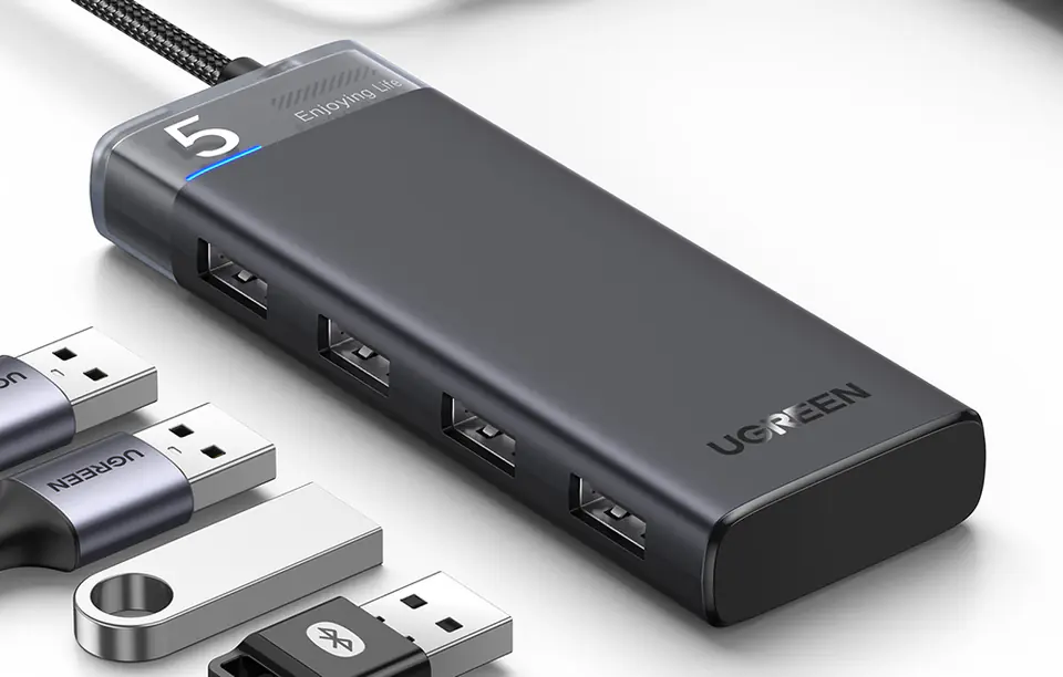 Adapter, hub USB-A do 4x USB-A UGREEN CM653 (szary)