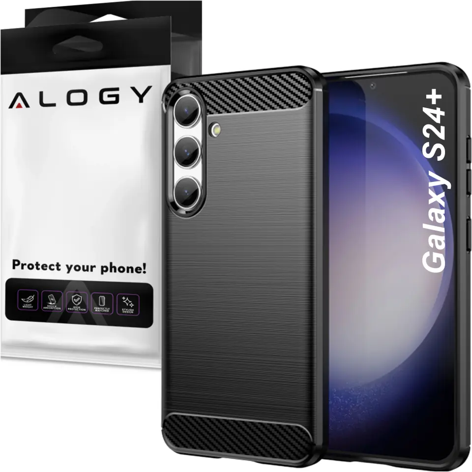 Etui do Samsung Galaxy S24+ Plus pancerne plecki obudowa na telefon case Alogy Carbon Silicone czarne