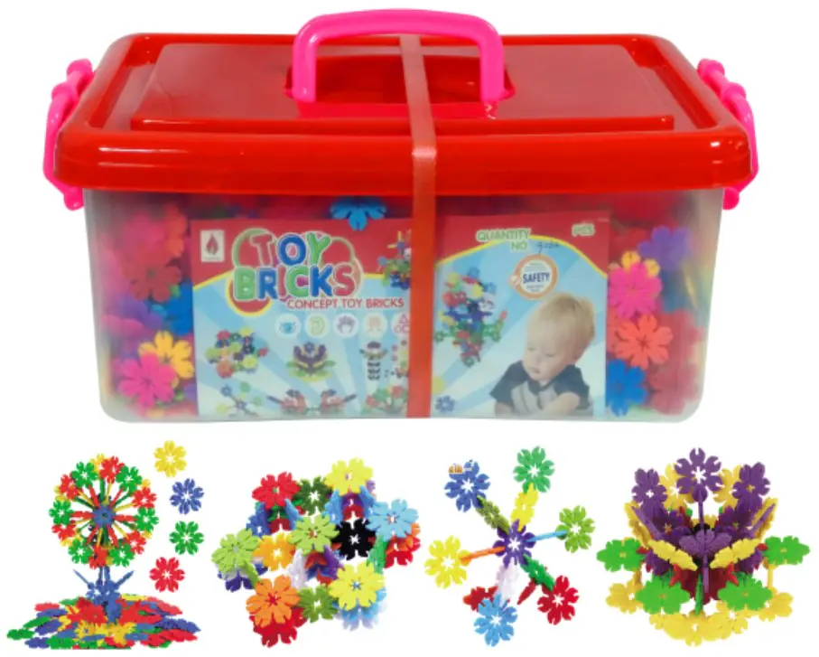 Construction Blocks, Velcro, Creative Kneecaps Caps Snowflakes approx. 1500 Pieces LARGE 4,1CM