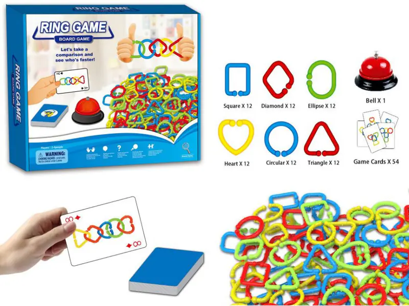 Puzzle Game Connect Hoop Shapes, Puzzle Ring Game Cards