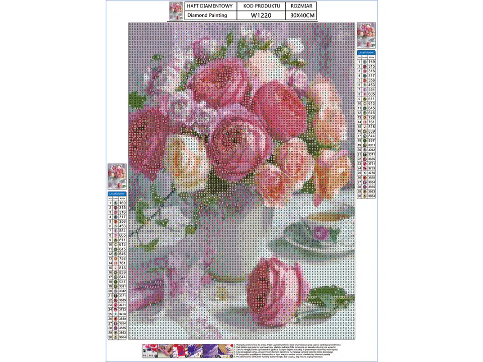 Diamond Embroidery, Painting, Diamond Mosaic Diamond Painting, BOUQUET OF ROSES 30x40cm