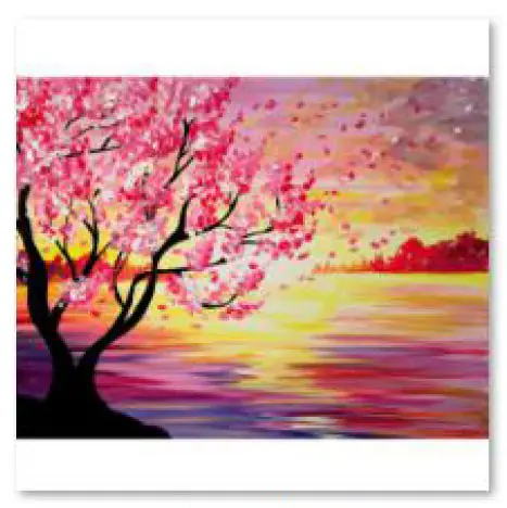 Haft Diamentowy, Obraz, Mozaika Diamentowa Diamond Painting, DRZEWO WIOSNĄ 40x30cm