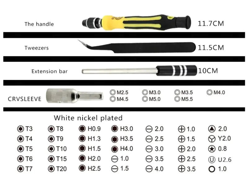 Set of tools / screwdrivers made of chrome vanadium steel (CrV) 45in1