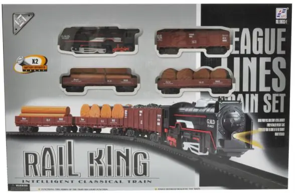 Realistic Rail King Railway - Steam Locomotive + 3 Wagons