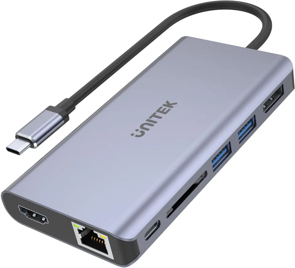 UNITEK HUB USB-C 2X USB 3.1, HDMI, DP, RJ45, SD