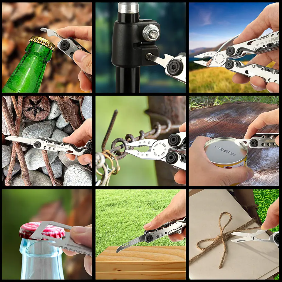 Jakemy Multitool Multitool 10in1 - Pliers, Knife, Saw, Survival Card