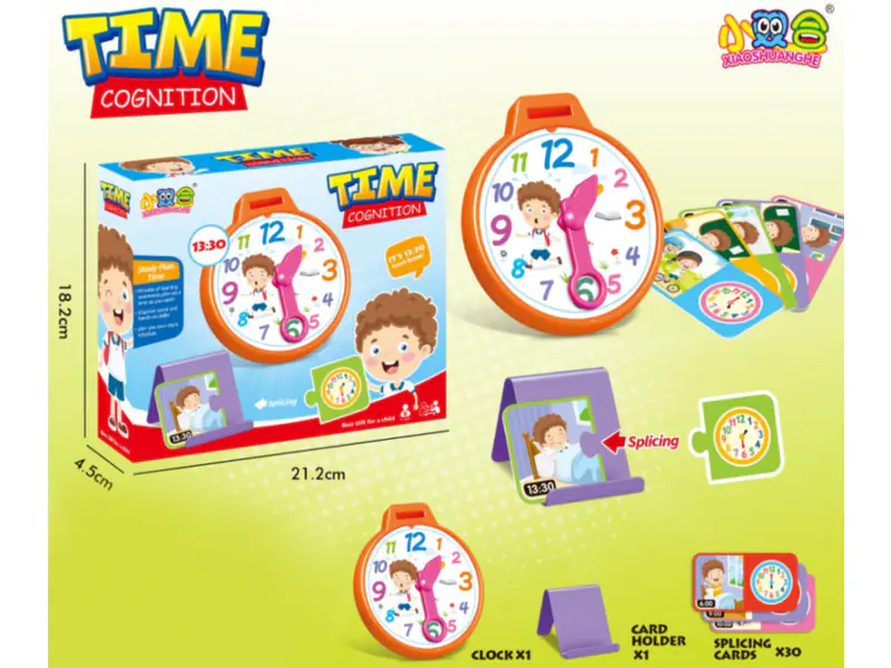 Clock For Learning Hours + 30 Cards Puzzle Educational Game Learning Hours