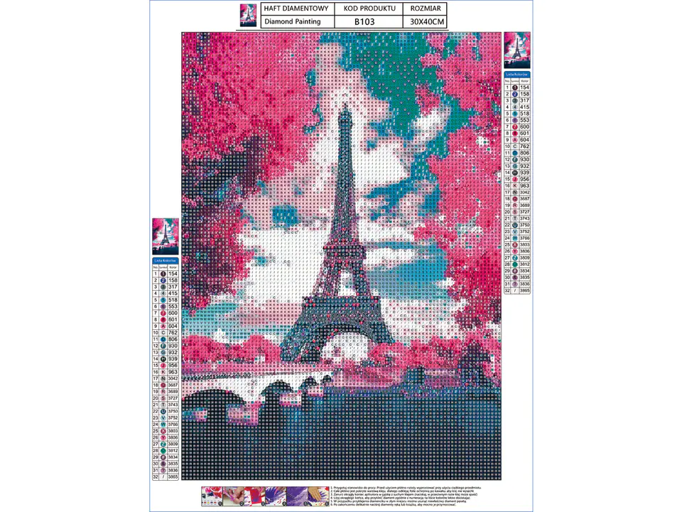 Diamond Embroidery, Painting, Diamond Mosaic Diamond Painting, EIFFEL TOWER 30x40cm