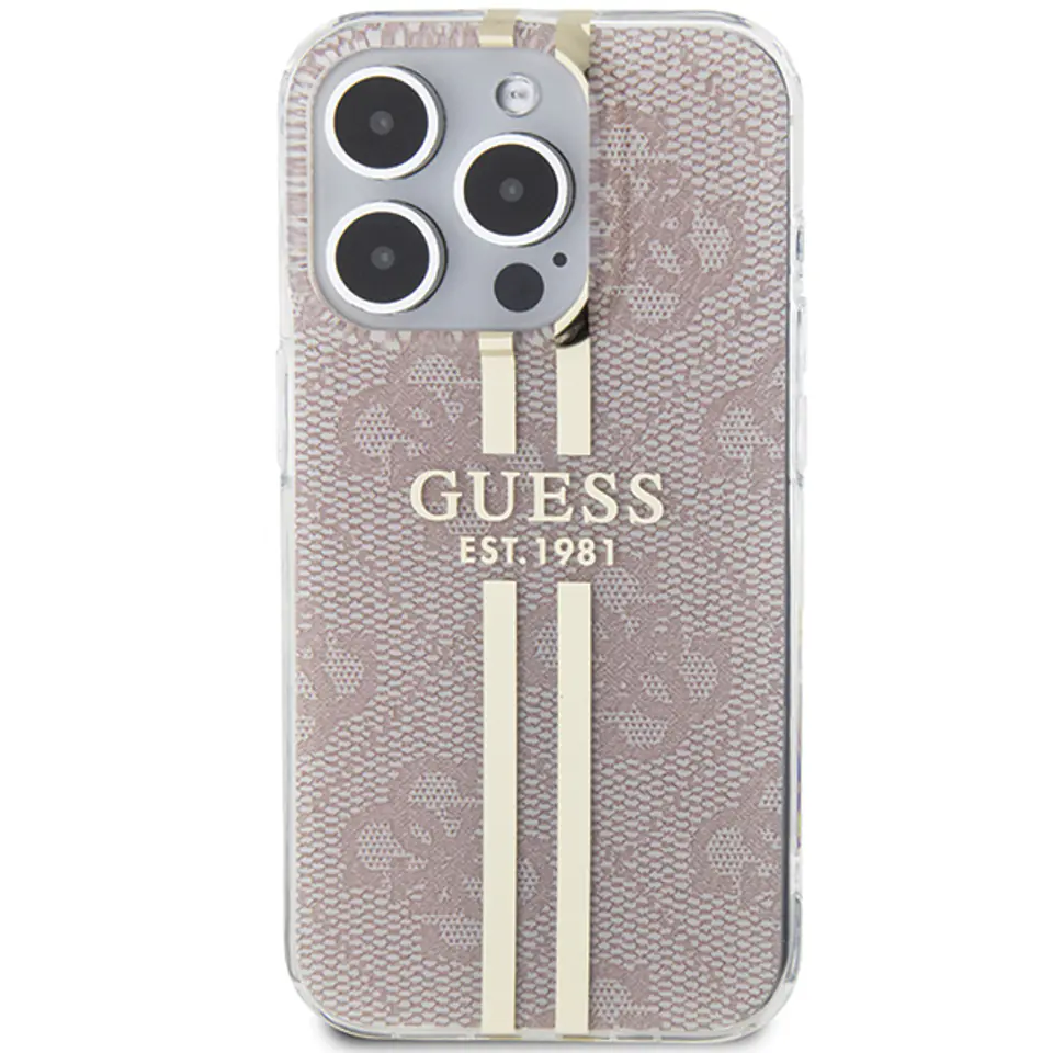 Guess GUHCP14XH4PSEGP iPhone 14 Pro Max 6.7" różowy/pink hardcase IML 4G Gold Stripe