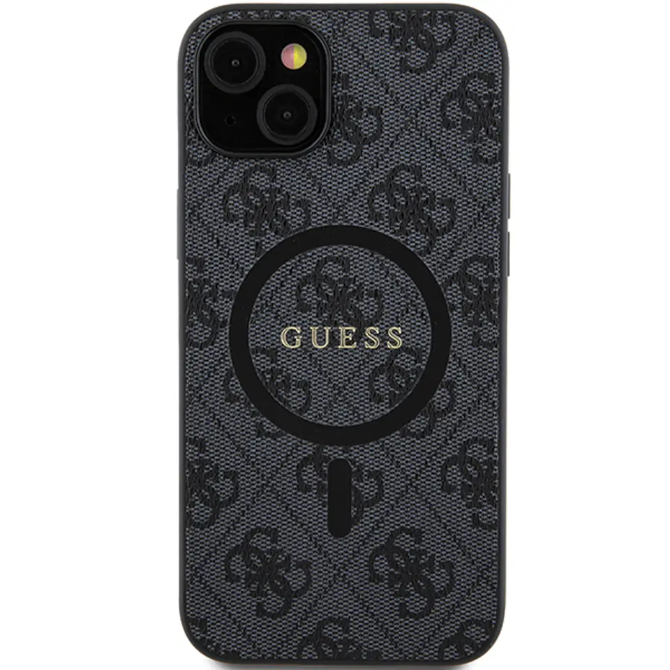 Guess GUHMP14SG4GFRK iPhone 14 / 15 / 13 6.1" czarny/black hardcase 4G Collection Leather Metal Logo MagSafe