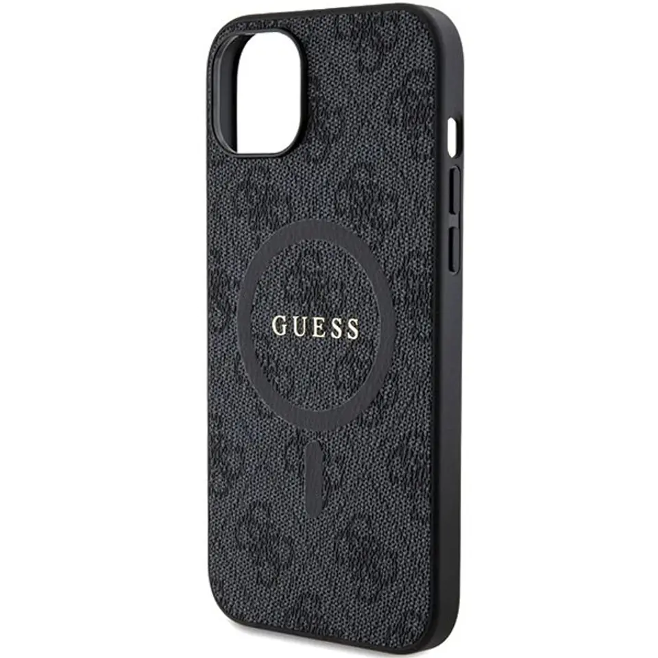 Guess GUHMP14SG4GFRK iPhone 14 / 15 / 13 6.1" czarny/black hardcase 4G Collection Leather Metal Logo MagSafe