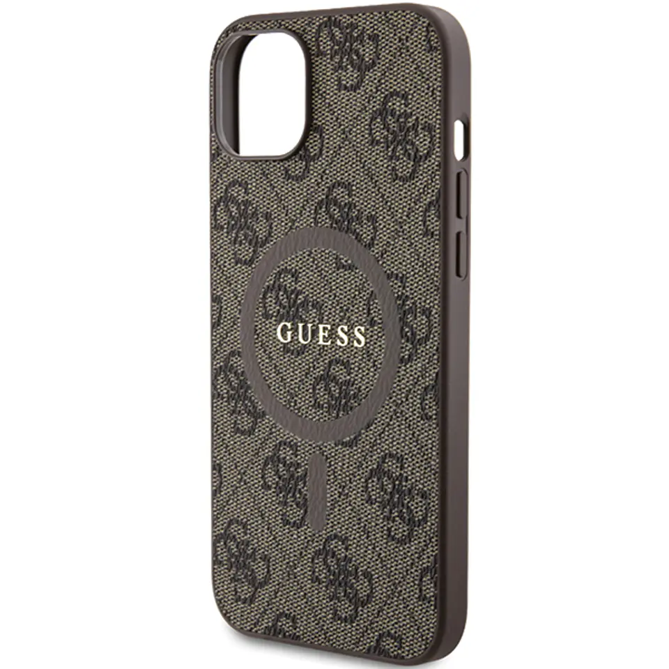 Guess GUHMP15MG4GFRW iPhone 15 Plus / 14 Plus 6.7" brązowy/brown hardcase 4G Collection Leather Metal Logo MagSafe