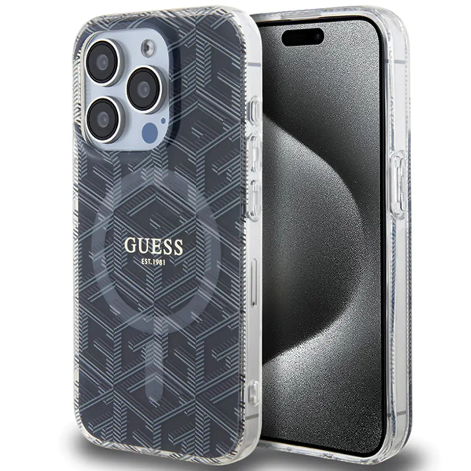 Guess GUHMP15SHGCUSTGK iPhone 15 / 14 / 13 6.1" czarny/black hardcase IML GCube MagSafe