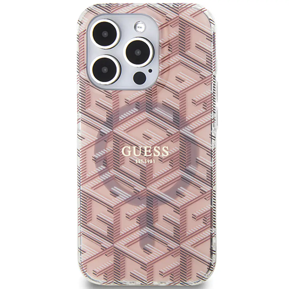 Guess GUHMP15SHGCUSTGP iPhone 15 / 14 / 13 6.1" różowy/pink hardcase IML GCube MagSafe