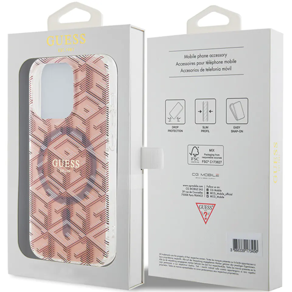 Guess GUHMP15SHGCUSTGP iPhone 15 / 14 / 13 6.1" różowy/pink hardcase IML GCube MagSafe