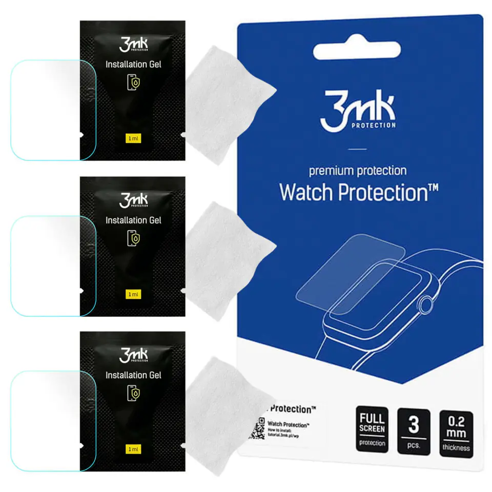 3x Folia Hydrożelowa do Apple Watch 9 41mm 3mk ARC ochronna na ekran Hybrydowa ŻEL Watch Protection™