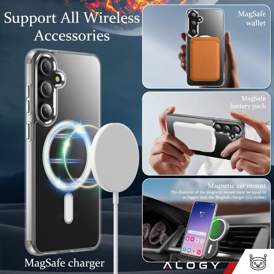 Etui do Samsung Galaxy S23 FE Plus Mag Safe Hybrid Case obudowa plecki Cover Anti-Shock Clear Alogy Przezroczyste