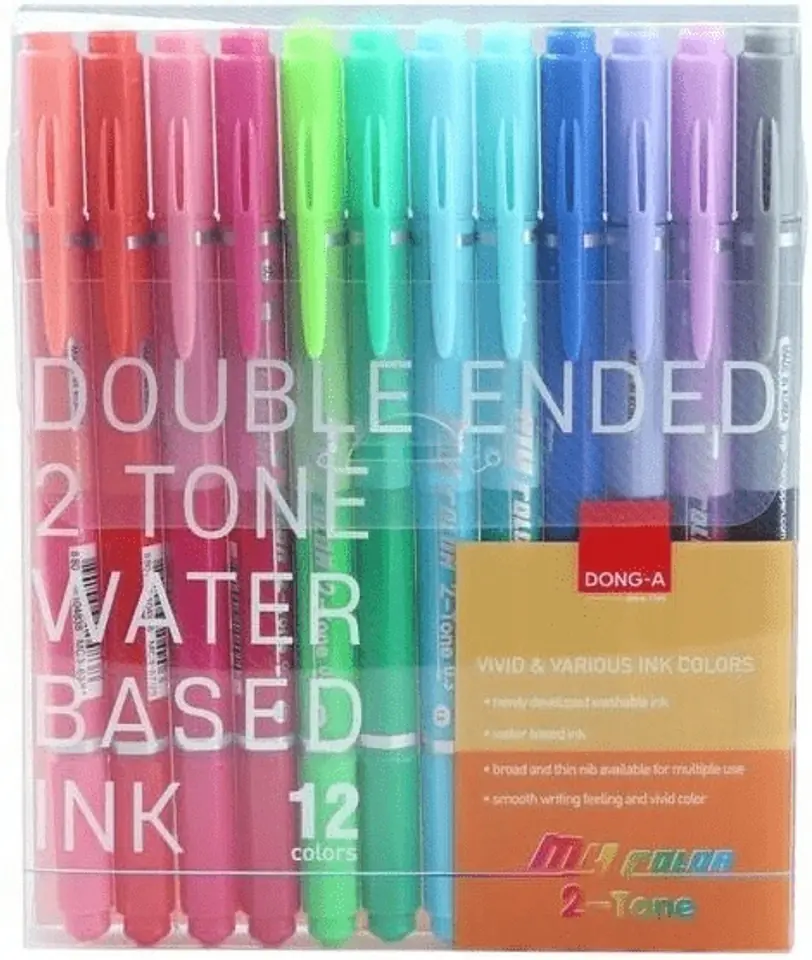 Pisaki dwustronne 12 kolorów z pędzelkiem My Color 2 TT8368 DONG-A