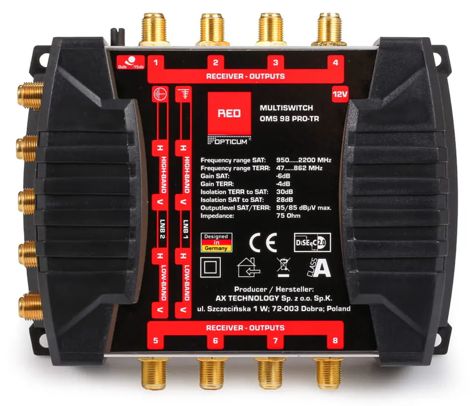 Multiswitch Opticum OMS 9/8 Pro-TR + zasilacz