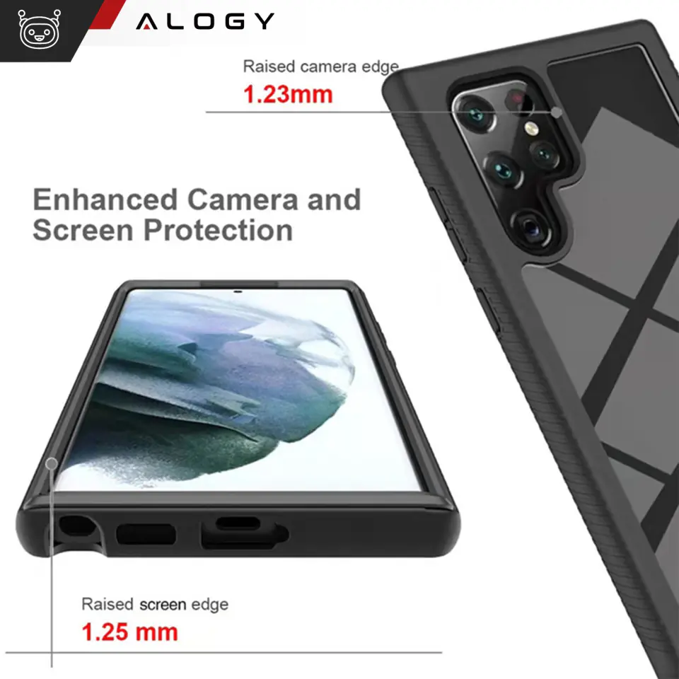 Etui do Samsung Galaxy S24 Ultra pancerne obudowa + folia na ekran hydrożelowa Case 360 Defense Pro czarne
