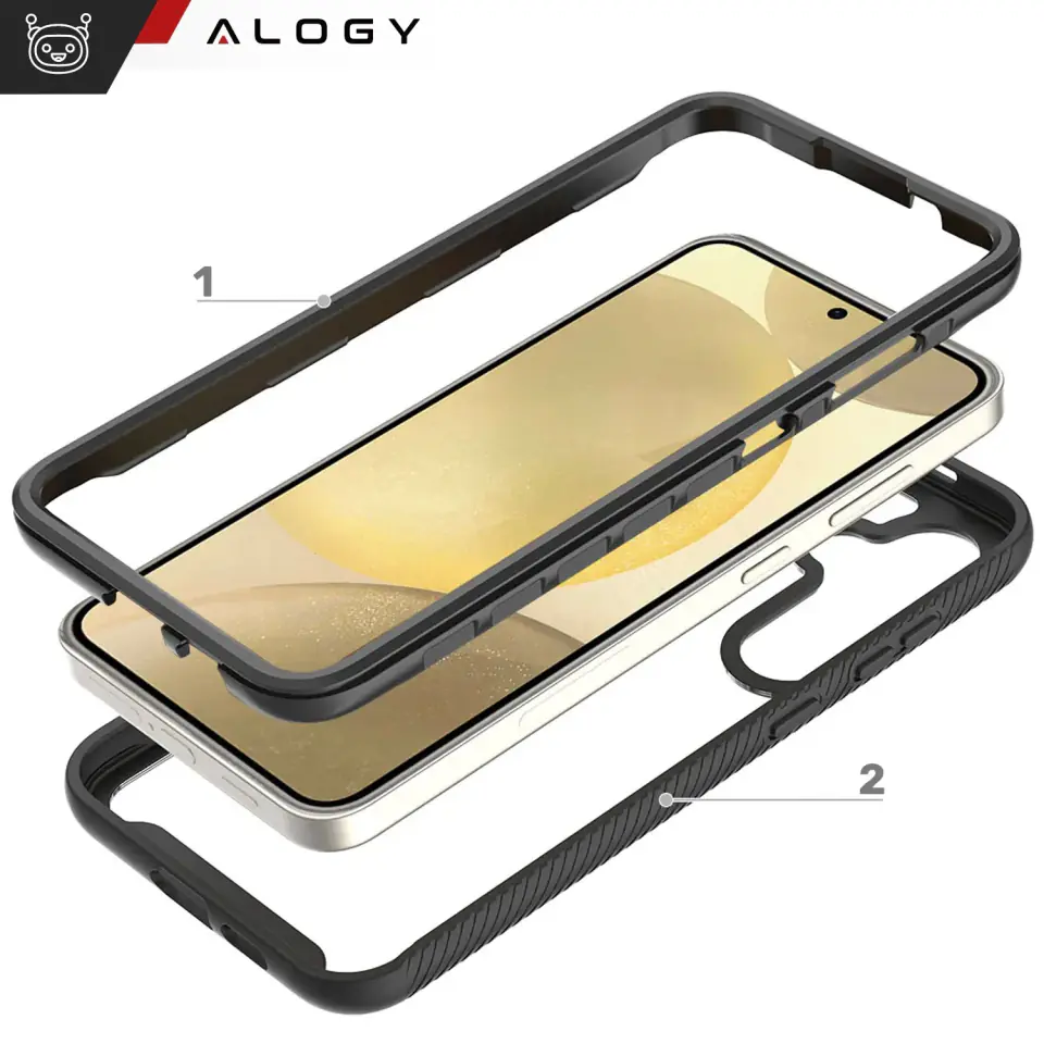 Etui do Samsung Galaxy S24+ Plus pancerne obudowa + folia na ekran hydrożelowa Case 360 Defense Pro czarne