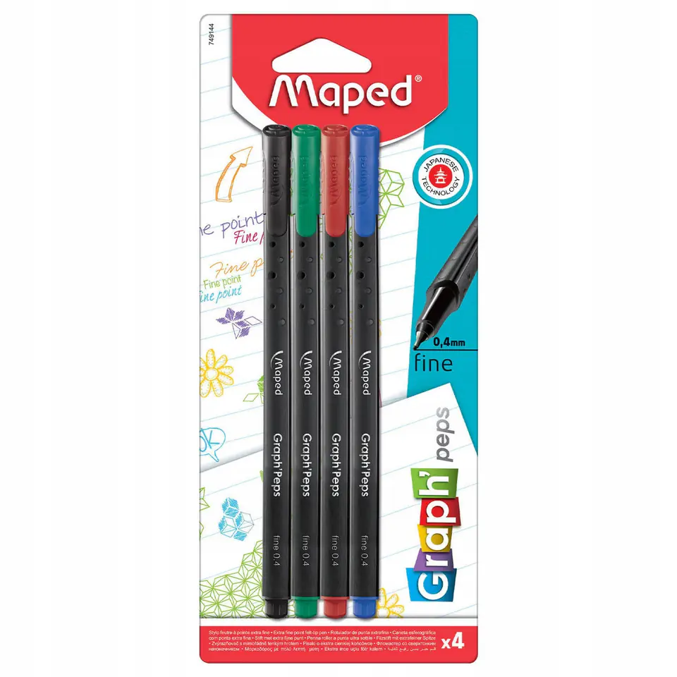 Cienkopis Graph Peps kolory Basic 4 szt blister 749144 MAPED