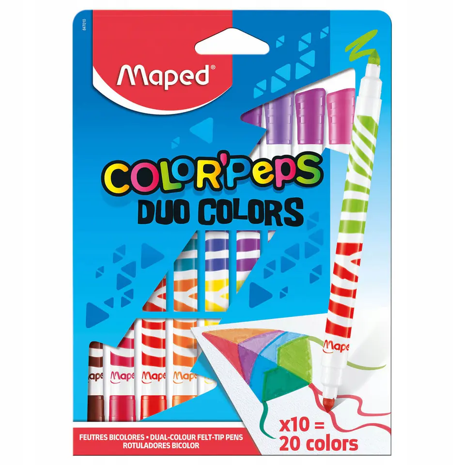 Flamastry dwustronne DUO COLORS 10sztuk - 20kolorów COLORPEPS 847010 MAPED