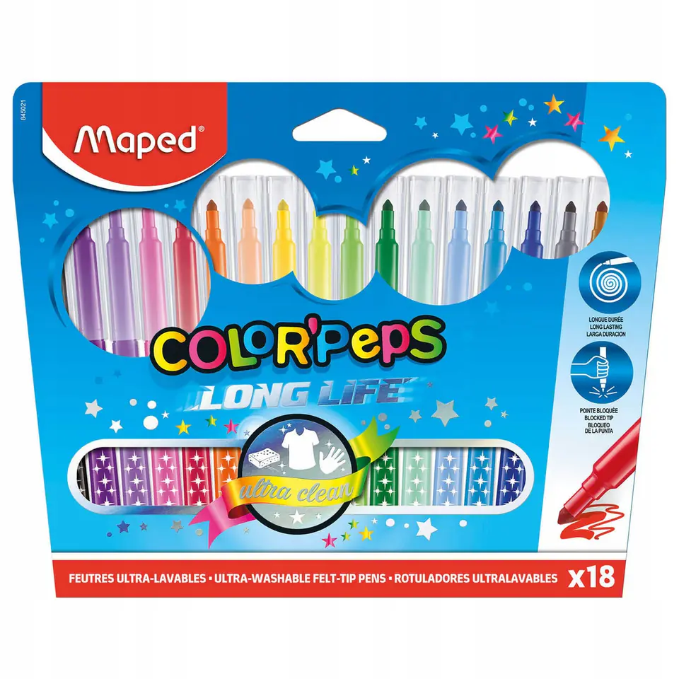 Flamastry trójkątne MAPED COLORPEPS 18kolorów 845021