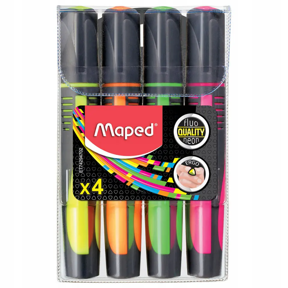 Zakreślacz FLUO PEPS max mix 4 kolorów etui pud. z zaw. MAPED 742947