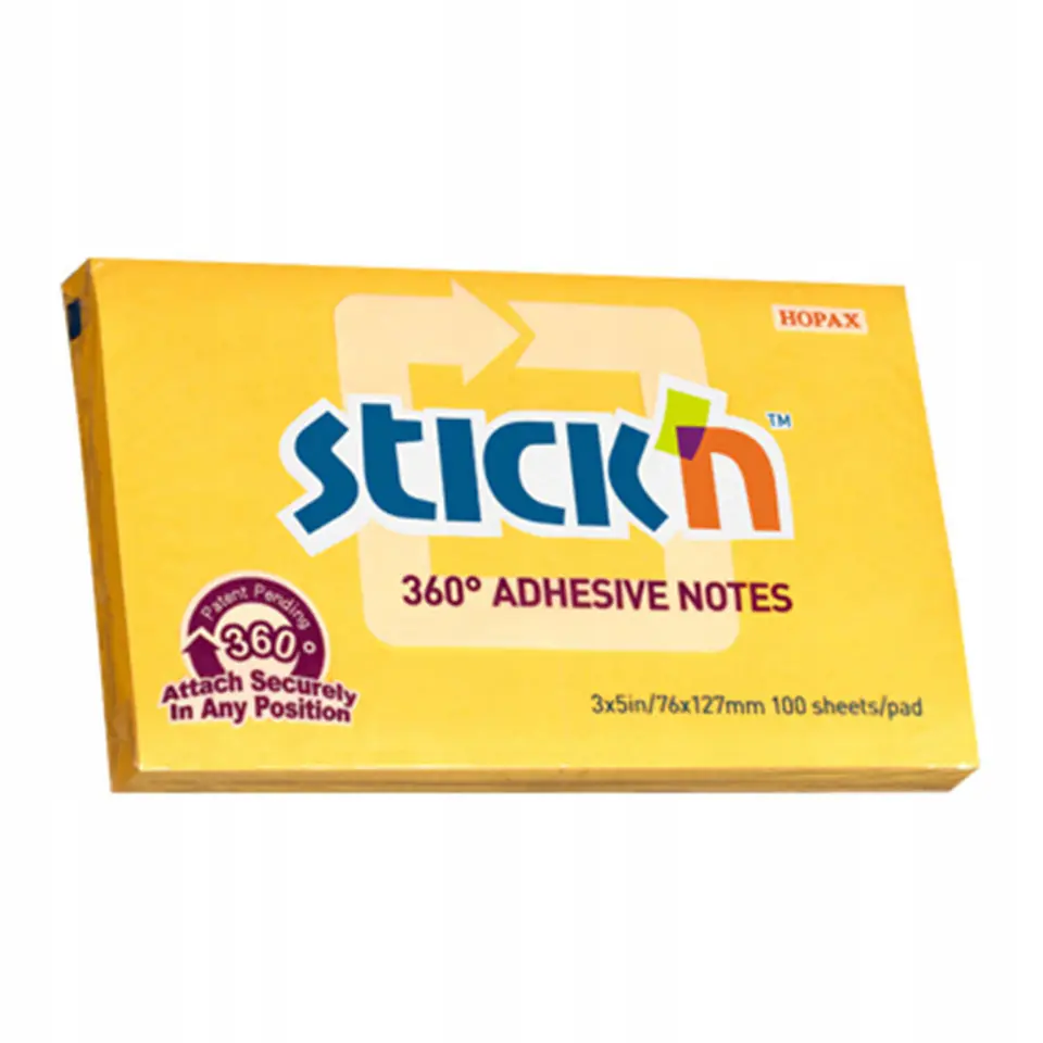 Bloczek STICK"N 127x76mm 360stopni ciemno zółty 21555