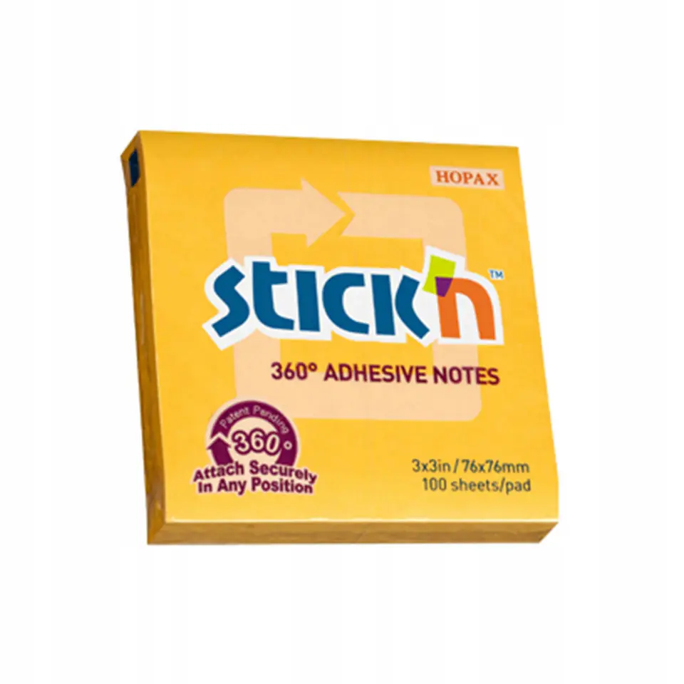 Bloczek STICK`N 76x76mm 360stopni ciemnożółty 21551