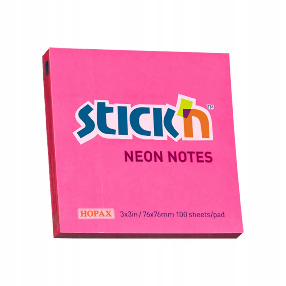 Bloczek STICK"N 76x76mm ciemnoróżowy neonowy 100k 21165 STICK"N