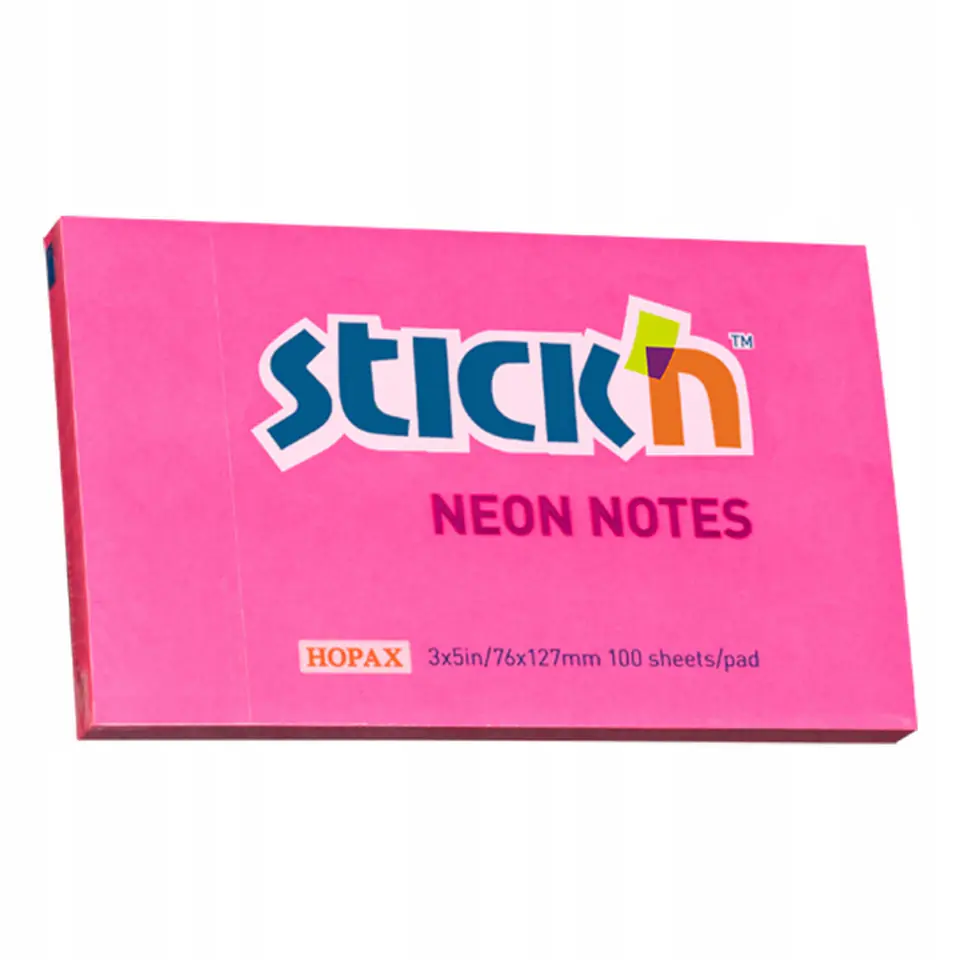 Bloczek STICK"N 127x76mm ciemnoróżowy neonowy 100k 21169 STICK`N